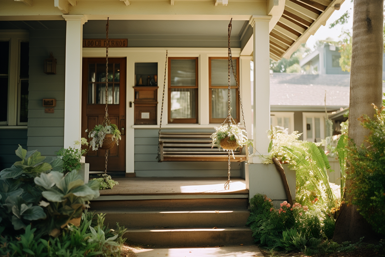a small home in San Diego. a view of the front porch